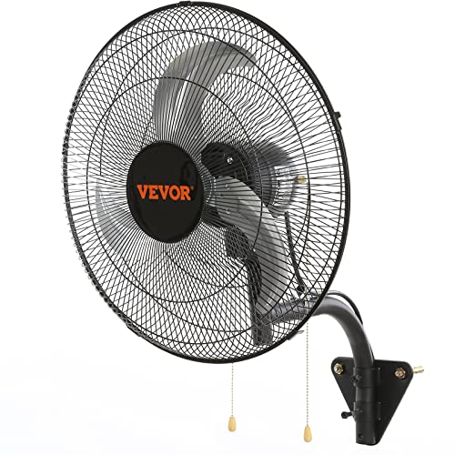VEVOR Wall Mount Fan, 18 inch, 3-Speed, 4000 CFM Oscillating Fan, Black - size: 18 Inch, style: Oscillating