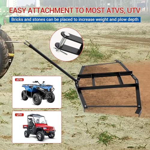 CABIHOME Heavy Duty Steel Drag Harrow & Lawn Leveling Rake, 74" Wide, Up to 50 lbs Capacity, Tow, Behind Grader for Tractor, ATV, UTV, Mower, Ideal for Sand, Gravel, Soil, Garden & Yard Maintenance
