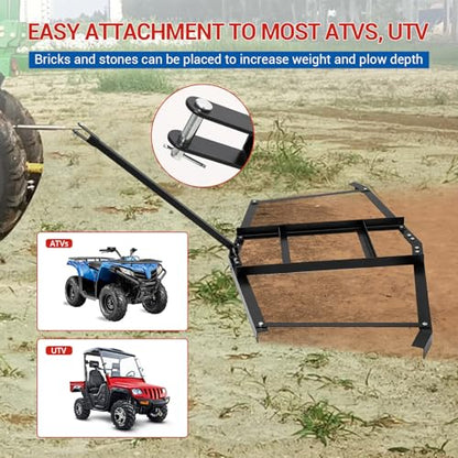 CABIHOME Heavy Duty Steel Drag Harrow & Lawn Leveling Rake, 74" Wide, Up to 50 lbs Capacity, Tow, Behind Grader for Tractor, ATV, UTV, Mower, Ideal for Sand, Gravel, Soil, Garden & Yard Maintenance