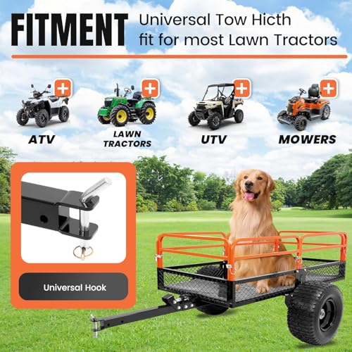 KUAFU Heavy Duty ATV/UTV Trailer Dump Cart Universal 1500LBS Load Tow