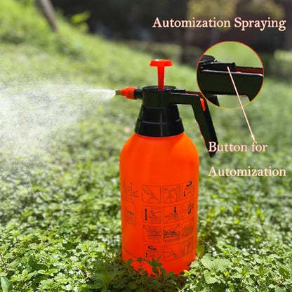 MRPAPA 2 Pack 3L Handheld Garden Pump Sprayer with Adjustable Brass Nozzle - color: Organge