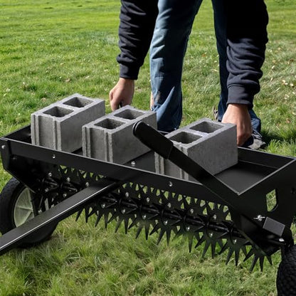 YITAMOTOR 40" Tow Behind Spike Aerator Lawn Plug Core Aerator Tool