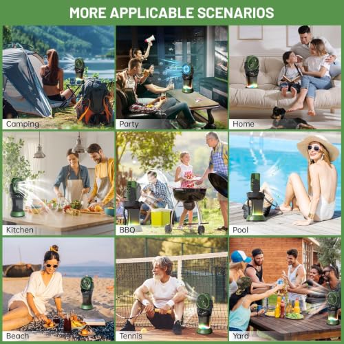 Portable Misting Fan with Remote & 30000mAh Rechargeable (Green)