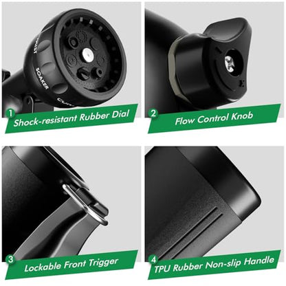RESTMO Garden Hose Nozzle, Heavy Duty Water Hose Nozzle with 7 Adjustable Spray Patterns, High Pressure Hand Sprayer with Flow Control, for Watering Plants & Lawns, Washing Cars & Pets, Flash Black - color: Flash Black