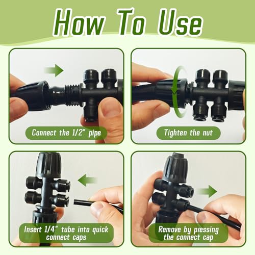 8 PCS 1/2" to 1/4" Drip Irrigation Tee Fitting,6 Way Quick Connect - size: 8PCS 1/2" to 1/4" Connect (6 Way))