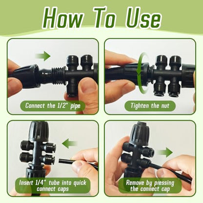 8 PCS 1/2" to 1/4" Drip Irrigation Tee Fitting,6 Way Quick Connect - size: 8PCS 1/2" to 1/4" Connect (6 Way))