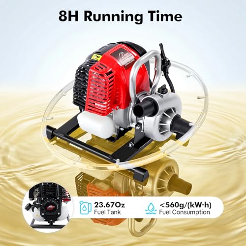 4-Stroke Trash Water Pump, 1.5 Inch 1.6 HP Gasoline Engine Water Pump 36.5cc 66GPM Water Transfer Pump for Pool Draining Farm Irrigation - size: 1.5inch 1.6HP 4-stroke