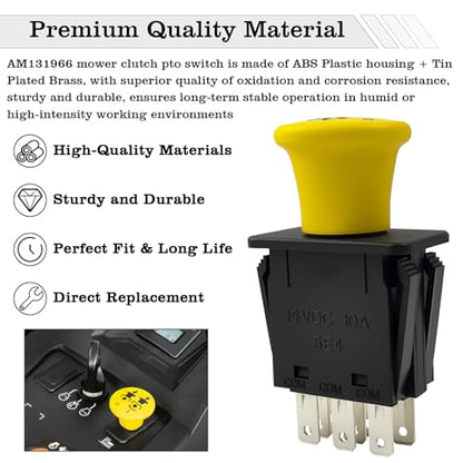 AM131966 Mower Clutch PTO Switch, 8 Terminals, Upgrade Blade Clutch Switch Fit for John Deere L120 L130 D140 D150 D155 D160 D170 LA130 LA140 LA145 LA150 LA155 LA165 LA175 STX38 STX46 S240 - color: AM131966