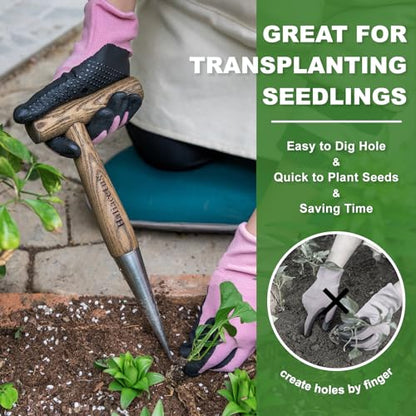 Haliaeetus Dibbler Garden Tool, 5'' Depth Mark Bulb Dibber for Sowing Seeds