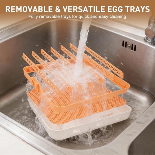 Series IV - 56 Egg Professional Incubator for Breeders, Automatic Sensor-Based Precise Humidity & Temp Control, Adjustable Egg Spacing, Auto Turn & Auto Stop, Preset Incubation Days, Chick Separator - size: 56-Egg Orange