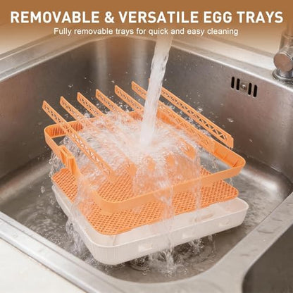 Series IV - 56 Egg Professional Incubator for Breeders, Automatic Sensor-Based Precise Humidity & Temp Control, Adjustable Egg Spacing, Auto Turn & Auto Stop, Preset Incubation Days, Chick Separator - size: 56-Egg Orange