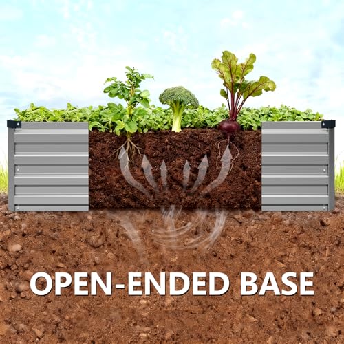 Vengarus 2PCS 8x2x1ft Galvanized Raised Garden Beds Kit,Planter Box Silver - color: Silver, size: 8x2x1FT(2PCS)