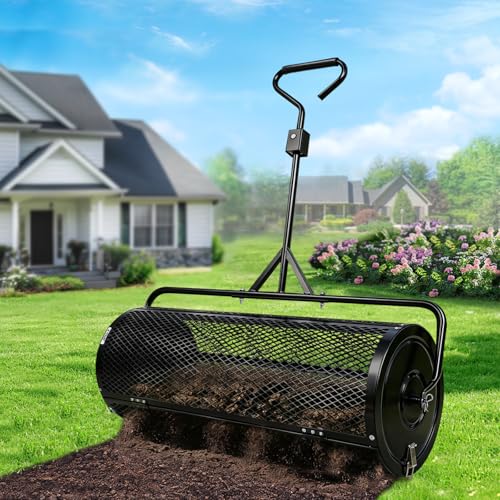 TEMFAR Compost Spreader 44 Inch Push/Tow Peat Moss Spreader - size: 44 Inch