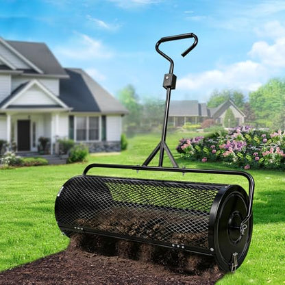 TEMFAR Compost Spreader 44 Inch Push/Tow Peat Moss Spreader - size: 44 Inch
