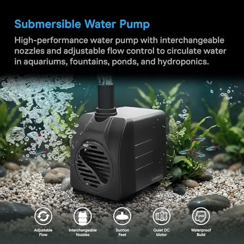 AC Infinity 150 GPH Submersible Water Pump (568 L/H, 8W). - size: 150 GPH