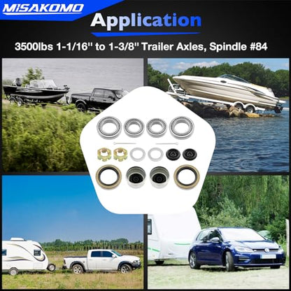L68149 Trailer Axle Bearings Kit for 3500lb 1-1/16''*1-3/8''Axle-2 Sets - size: 2 sets
