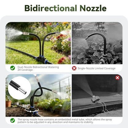 75FT High-Flow Garden Irrigation System, 12mm Main Tubing, 40 Nozzles - size: 75Ft
