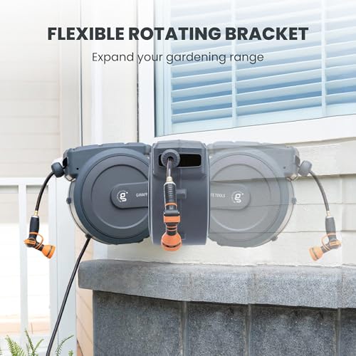 Giraffe Tools Retractable Garden Hose Reel 1/2"78FT Metal Bracket - size: 1/2 78FT