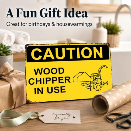 Caution Wood Chipper In Use Vintage Metal Signs 8x12 Inch