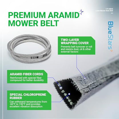 BlueStars 119-8820 Mower Drive Deck V-Belt | Aramid Cord | 1/2" x 141.5" - size: 119-8820, style: Aramid Cord