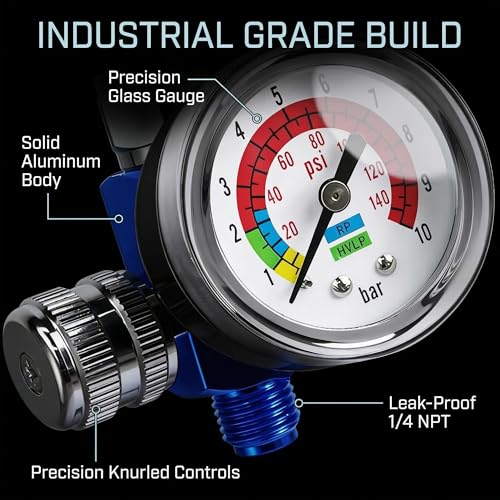 LE LEMATEC Paint Spray Gun Air Pressure Regulator with Gauge, 1/4 NPT