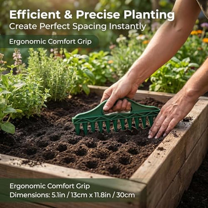 Handheld Seed Spreader Tool – Precision Row Seeder for Vegetables, Flowers & Herbs – Durable & Ergonomic Plastic Planter for Even Spacing