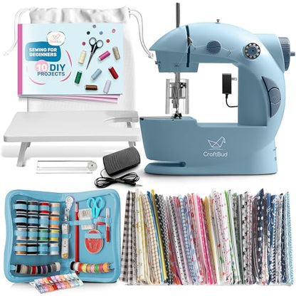 CraftBud Mini Sewing Machine for Beginners, Adults and Kids Sewing Machine - color: Blue, size: Premium Set
