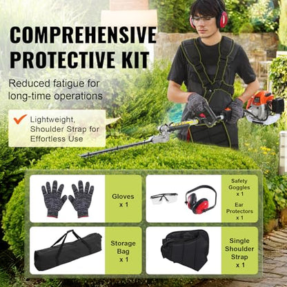 VEVOR 33CC 5-in-1 Multi-Functional Trimming Tools, Gas Hedge Trimmer, Weed Eater, String Trimmer, Brush Cutter, Edger, Pole Saw Chainsaw Pruner with Extension Pole - size: 33cc