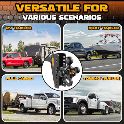 Adjustable Trailer Hitch - Drop Hitch Fit 2" Receiver -8" Drop/Rise
