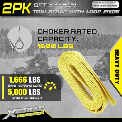XSTRAP STANDARD 2PK 1-3/4''x 8FT Lifting Sling Web Tow Straps w/Loop End - style: 2pk 1-3/4''x 8FT