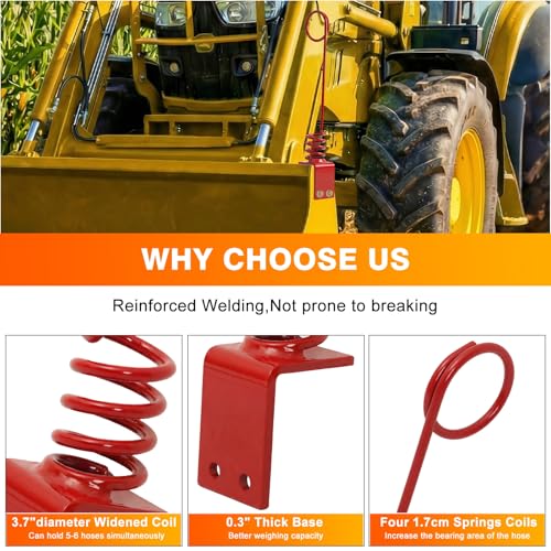 2PCS Heavy Duty Hydraulic Hose Hanger for Tractor, Red - color: 2PCS Red