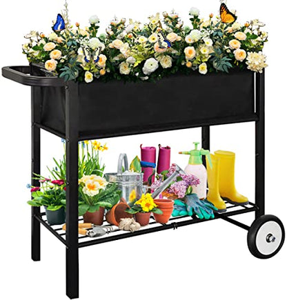 Koutemie Raised Garden Bed with Legs, Planter Box Outdoor with Wheels