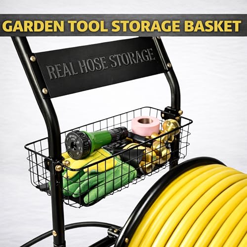 Garden Hose Reel Cart, Heavy Duty Hose Reel with Wheels, Outdoor Water Hose Reel for Backyard, Garden, or Lawn, Metal Hose Carts (400ft Hose Carriage) - size: 400ft Hose Carriage