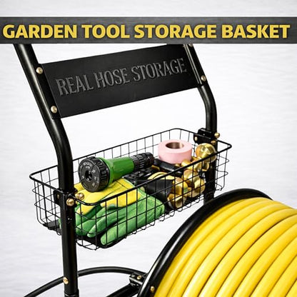 Garden Hose Reel Cart, Heavy Duty Hose Reel with Wheels, Outdoor Water Hose Reel for Backyard, Garden, or Lawn, Metal Hose Carts (400ft Hose Carriage) - size: 400ft Hose Carriage