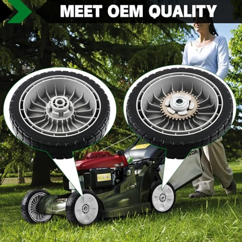 CheeMuii 4PCS HRR216 Lawn Mower Drive Wheel Fit for Honda HRR216 Lawn Mower | 2 Rear Wheel for 42710-VE2-M02ZE 2 Front Wheel for 44710-VL0-L02ZB Compatible with Honda Lawn Mower HRR216 HRS216 HRT216, etc - color: Gray-8IN-2REAR+2FRONT(HRR216)