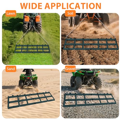 8FT Driveway Drag Harrow, Heavy-Duty Tow Behind Drag Harrow