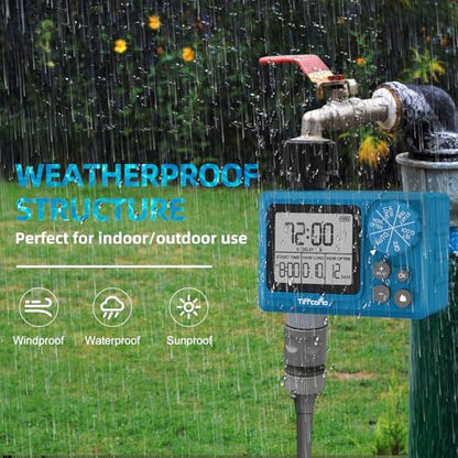 TiFFCOFiO Sprinkler Timer Outdoor, Digital Programmable for Garden Hose, Irrigrtion Timer with Rain Delay and Manual Mode - size: Standard, 1 Pack
