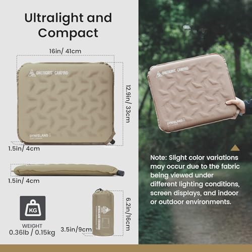 ONETIGRIS Inflatable Seat Cushion, Lightweight Waterproof Seat Pad - color: 1 Pack Brown