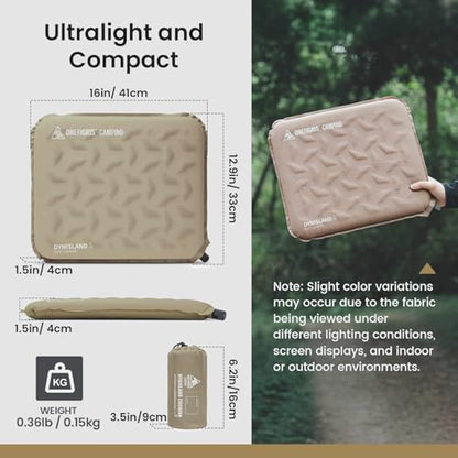 ONETIGRIS Inflatable Seat Cushion, Lightweight Waterproof Seat Pad - color: 1 Pack Brown