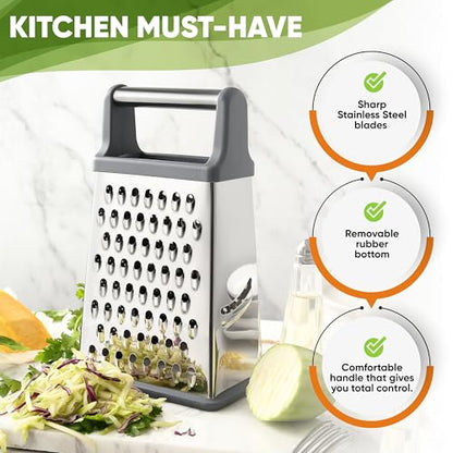Spring Chef Stainless Steel XL Cheese Grater for Kitchen, Gray - color: Gray