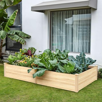 SPECRAFT 8x4 Ft Wood Raised Garden Bed, 15 Inch Deep Planter Box - size: 8x4 FT