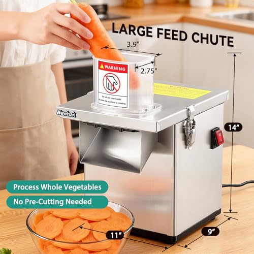 Newhai 4-in-1 Commercial Veggie Processor, Slicer Dicer Shredder 330lb/h