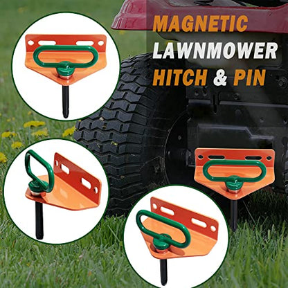 Universal Heavy Duty Zero Turn Mower Trailer Hitch with Magnetic Hitch Pin - color: Green+Orange