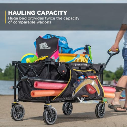 Gorilla Carts Collapsible Folding Outdoor Utility Wagon, 7 Cu Ft, Black - color: Black