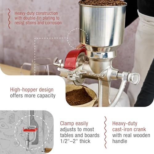 Victoria Manual Cast Iron Grain Mill 2400g with High Hopper - size: High 2400gr
