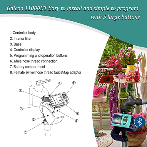 Galcon 11000 Series Hose Timers Irrigation Controller for Watering Balcony & Small Garden - style: Bluetooth