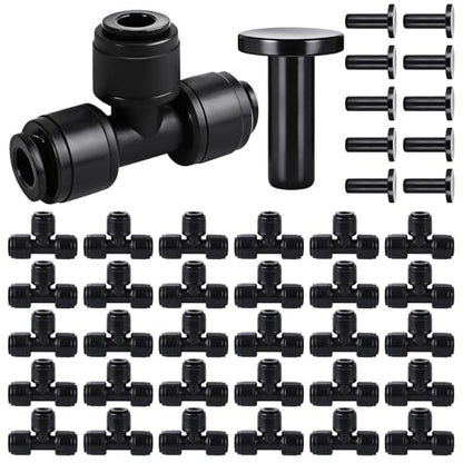 30 Pcs Quick 1/4" Drip Irrigation Tee Fittings with 10 End Plugs - size: 30PCS 1/4" Tee