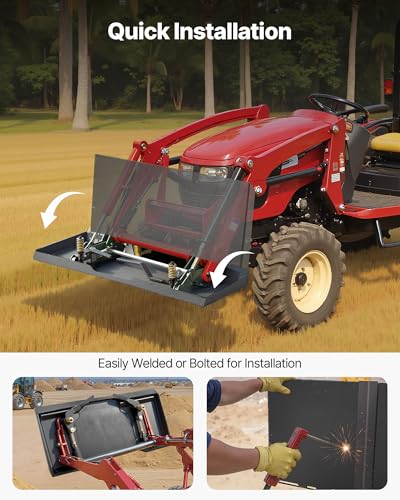 VEVOR 1/4 in Skid Steer Mount Plate, Universal Quick Attach Mount Plate, Easy to Bolt, 3000lbs Load Capacity, Heavy Duty Steel Loader Plates Compatible with Kubota Bobcat Skid Steers & Tractors - size: 1/4 Inch
