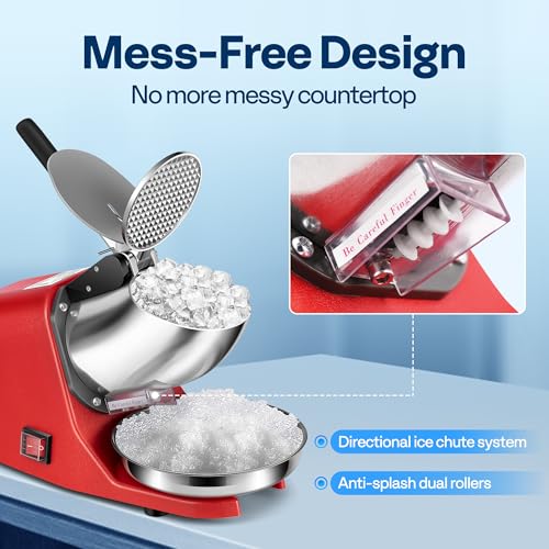 VIVOHOME Electric Ice Shaver Crusher Machine Red 143lbs/hr - color: Red, size: Single Blade - 143lbs/hr