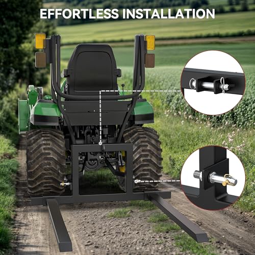 YITAMOTOR Adjustable 3 Point Hitch Pallet Fork for CAT 1, 1500lbs Capacity